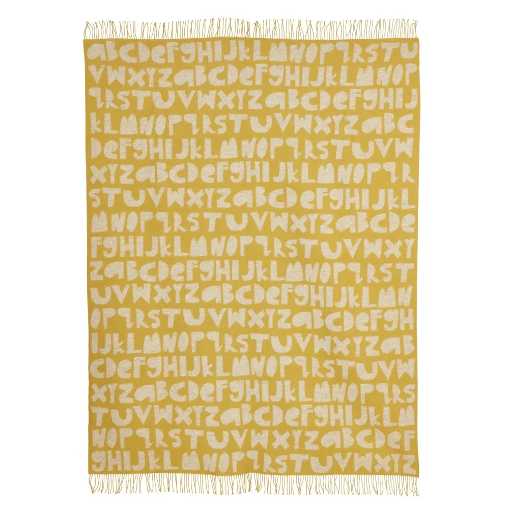 Online Alphabet Lambswool Throw - Yellow Blankets + Throws