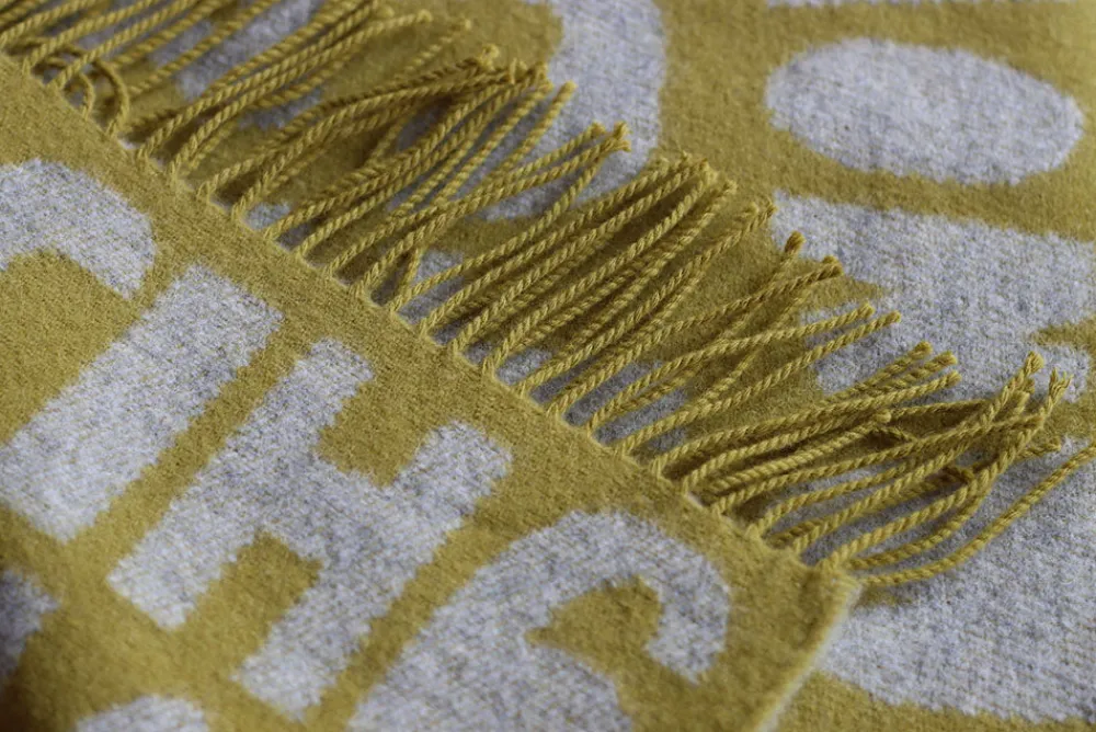 Online Alphabet Lambswool Throw - Yellow Blankets + Throws