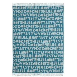 Shop Alphabet Lambswool Throw - Blue Blankets + Throws
