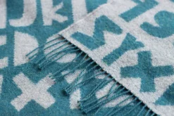 Shop Alphabet Lambswool Throw - Blue Blankets + Throws