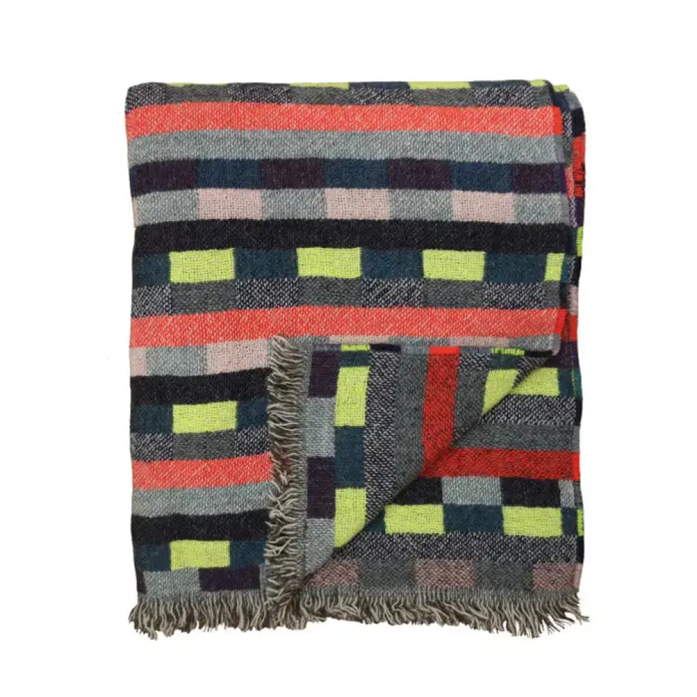 Online Glitch Woven Throw - Denim Blue Blankets + Throws