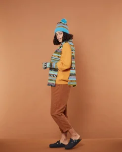 Fashion Static Stripe Beanie Hat - Turquoise Hats + Arm Warmers